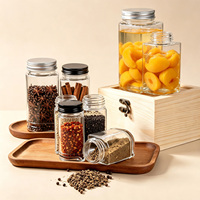 Pot à épices en verre transparent avec couvercle à vis, design personnalisé, pour le stockage des aliments, des céréales, de la farine, 4 oz, 8 oz, 16 oz