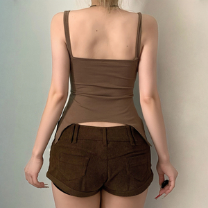 Top Camisero Informal Marrón Estilo Retro para Mujer, a la Moda, Nuevo, Sexy, con Espalda Descubierta y Lazos, para Fiesta o Club - Product Image 6