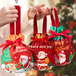 Sacchetti regalo <span class=keywords><strong>di</strong></span> <span class=keywords><strong>Natale</strong></span> a forma <span class=keywords><strong>di</strong></span> <span class=keywords><strong>Babbo</strong></span> <span class=keywords><strong>Natale</strong></span> in velluto stile cartone animato 10x15 cm Confezione regalo piccola per bambini - Product Image 2