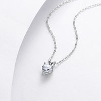 Collier en Moissanite en Argent Sterling 925, Cœur 5x5mm 6x6mm 8x8mm, Couleur D VVS1, 4 Griffes, 3 Couleurs, Bijoux