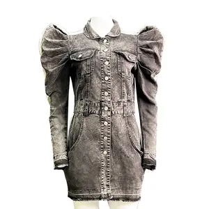 Custom Heavy Industry Acid Wash Denim Dress Women's Plus Size Denim Jacket