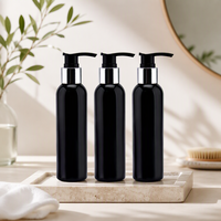 Bouteille en plastique PET cosmétique noire rechargeable vide de 150 ml avec pompe à lotion argentée pour crème et lotion pour soins de la peau