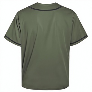 เสื้อเบสบอล แขนสั้น คอวี สีเขียวมะกอก มีเชือกผูก ระบายอากาศได้ดี โพลีเอสเตอร์ ทรงปกติ พิมพ์ลายทั้งตัว UPF 50 ชื่อทีม - Product Image 2