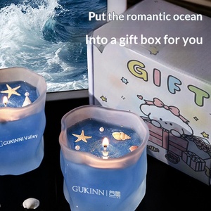 Vela aromática Blue Dream Ocean de cera de soja con luz nocturna, ambiente romántico, caja de regalo para mujeres, recuerdo. - Product Image 4