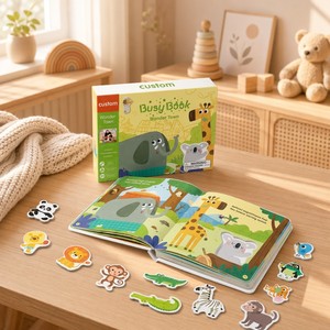 Livre d'activités Montessori en bois personnalisé Wonder <span class=keywords><strong>Town</strong></span>, jeu d'association d'animaux du zoo magnétique et silencieux, livre éducatif d'apprentissage - Product Image 3