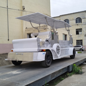 Carroza Fúnebre Eléctrica Personalizada de Fábrica, Estilo Vintage, Blanca, Tipo Ataúd, con Caballos, Buggy Eléctrico Antiguo - Product Image 5