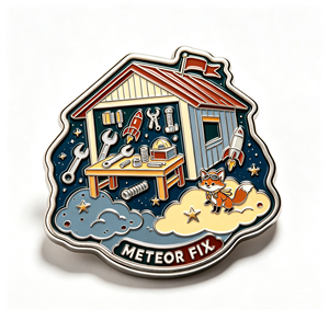 Pin de metal esmaltado con ilustración de zorro, temática espacial, insignia de taller de reparación de cohetes, decoración coleccionable - Product Image 2