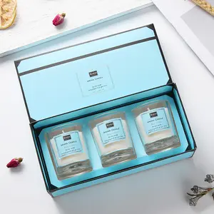 Free sample Luxury Custom Label Glass Jar Soy Wax Scented Candle Gift Set Aromatherapy Candle Set