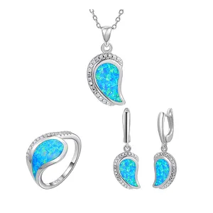 XYOP 2023 Jewelry Jewelry 925 Silver Contracted Blue Opal Jewelry Set For Girls Custom Party
