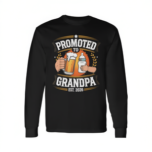 Camiseta de manga larga para hombre Promoted To Grandpa Est 2026 Beer Baby Bottle - Product Image 2
