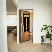 Porte intérieure en acier - Blanche - 6 panneaux - Verre clair - Design de luxe