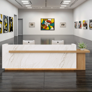 Bàn tiếp tân hiện đại có thể tùy chỉnh bằng đá cẩm thạch đơn giản cho các trường học phòng khách cho khách sạn quầy thu ngân quầy nướng sơn - Product Image 3