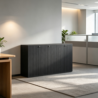 Meuble de rangement de bureau moderne, combinaison de meubles bas en bois avec armoire à dossiers, zone de suspension pour vêtements et étagère ouverte