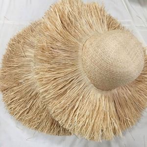 New Style Natural Raffia Straw Big Brim <b>Hat</b> Frayed Brim Two Layer Seaside Beach <b>Hat</b> - Product Image 2