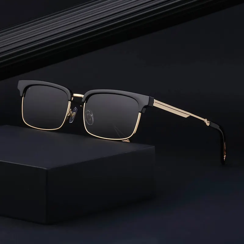 Partagas Vintage Retro Luxury Brand Eyebrow Style Custom Logo Metal Square Frame UV400 Men Shades Sun Glasses Sunglasses