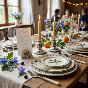 Juego de Vajilla de Cerámica Estilo Bohemio con Diseño de Escamas de Pescado, Platos y Tazones de Porcelana para Bodas, Banquetes, Catering y Venta al por Menor - Product Image 5