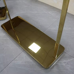 Muebles de vidrio de Metal personalizados de oro Boutique para tienda de <span class=keywords><strong>ropa</strong></span> de <span class=keywords><strong>mujer</strong></span> estante de exhibición de <span class=keywords><strong>ropa</strong></span> de <span class=keywords><strong>mujer</strong></span> soporte para uso de boda al por menor - Product Image 6