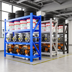 رفوف معدنية شديدة التحمل 4 طبقات قابلة للتعديل بدون مسامير، رفوف تخزين فولاذية للمستودعات والجراجات - Product Image 2