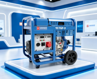 Yuchai 7kW Einphasiger/Dreiphasiger Tragbarer Dieselgenerator mit Elektrostart, Offener Rahmen, 230V 200A YC7GF-3, Geräuscharmer Typ, 1800 U/min, ATS