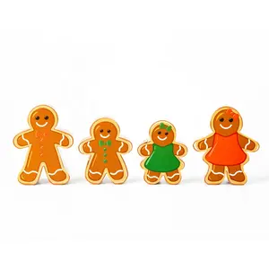 4Pcs Gingerbread Man Shape Christmas Cookie Cutter Set Metal Biscuit Press Molds