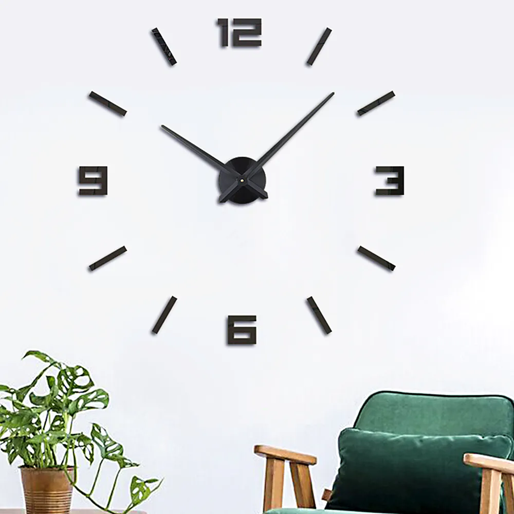 2023 european Frameless Clock Acrylic EVA Sticker Art cheap luxury design big quartz DIY 3D Home Decorative modern wall Clocks