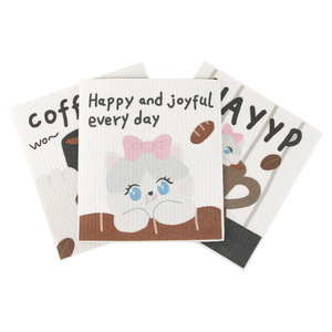 Wood Pulp Sponge Square Cartoon Pattern Kitchen Cleaning <b>Cloth</b> <b>Absorbent</b> Multi Functional For Pots And Pans - Product Image 3
