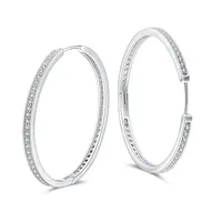 Cubic Zirconia Silver Jewelry, Large Hoop Earring