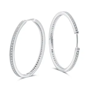 Cheap Bulk Wholesale Cubic Zirconia Silver Jewelry Large Hoop Earring