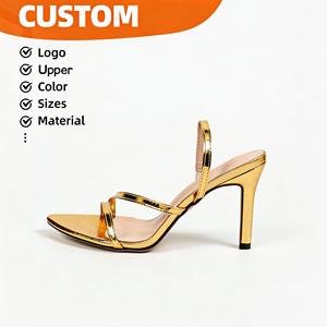 2026 Hot Selling <strong>Women</strong> Metallic Gold PU Stiletto Heel <strong>Sandals</strong> Slingback Mules Microfiber Lining Anti Slip Party Club Dress Heels - Product Image 2