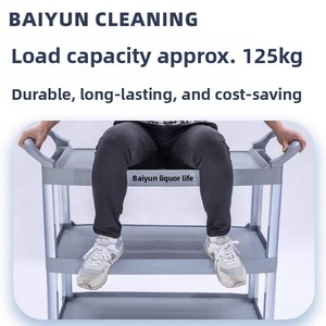Carrello di Servizio Professionale a 3 Ripiani in Plastica, Robusto, con Ruote, per Ristoranti, Hotel, Ospedali, Cucine, Stoccaggio Baiyun - Product Image 3