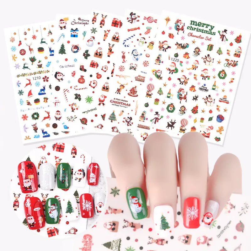 2021 New Arrivals 3D Lovely Nail Art Decorations Decals snowflake star snowman sweet tree Christmas UV Nail Stickers
