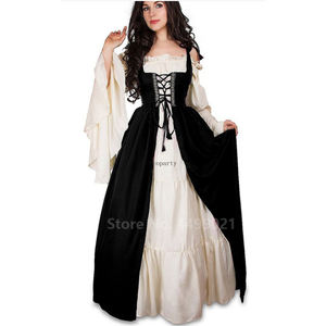 Halloween femmes une cour médiévale fantaisie Vampire <span class=keywords><strong>Cosplay</strong></span> Costume carnaval Vintage sans bretelles à manches longues reine robe élégante - Product Image 2