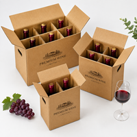 Carton d'expédition pour vin en papier kraft recyclable, résistant aux chutes, pour 6 ou 12 bouteilles, avec séparateurs en carton