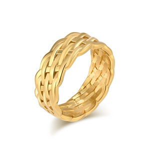 Unique, stylish, androgynous woven braided <b>titanium</b> steel <b>ring</b> for men and women, exuding sophistication and elegance. - Product Image 5