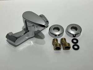 Meilleure vente Ensemble de robinet de douche mural en zinc à poignée unique eau chaude et froide Robinets de bain et de douche de haute qualité Argent - Product Image 2