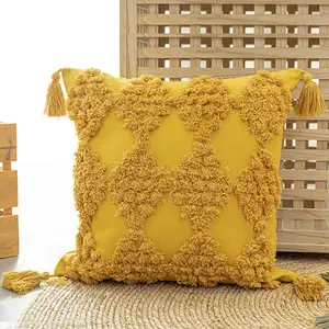 Innermor Boho Home Decoration Cotton Luxury Beige Gold Yellow Macrame Pillow Case Embroidered Bohemian Luxury Throw Pillows