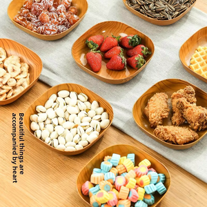 Platos <span class=keywords><strong>de</strong></span> Plástico con Diseño <span class=keywords><strong>de</strong></span> Madera para Guardar Bocadillos, Frutos Secos, Postres y Comida Rápida, para el Hogar y la Oficina - Product Image 6