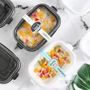 Factory direct hot sale fruit salad take away to go plastic package box container rectangular food bakery package box