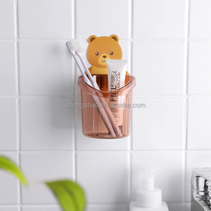 Soporte de pared para cepillos de dientes, estuche de plástico para almacenamiento de cepillos de dientes y pasta dental para niños, organizador de baño - Product Image 2
