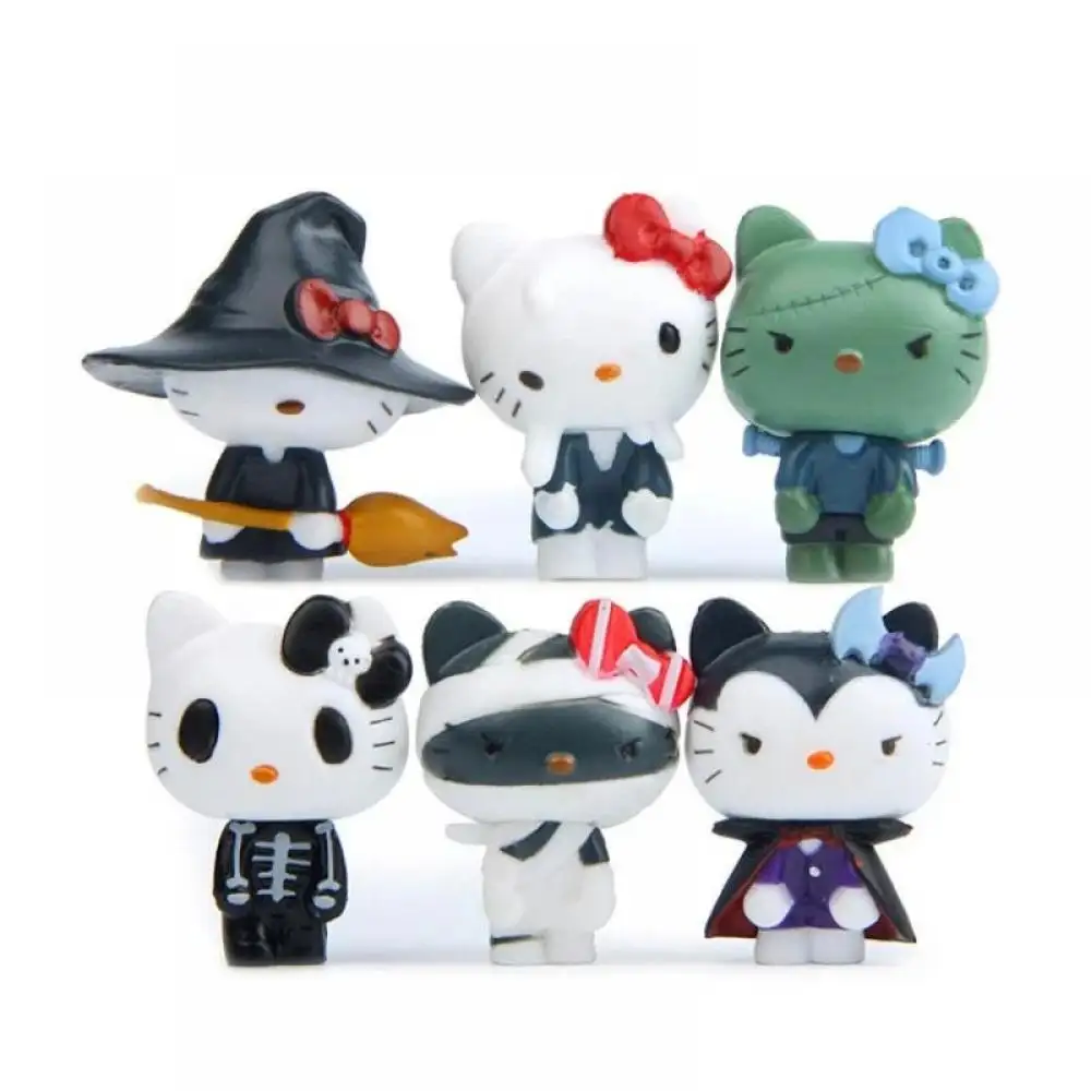 Seri Halloween tokoh aksi gelap Anime HelloKitty Sanrio koleksi figur kartun Jepang hadiah mainan lucu