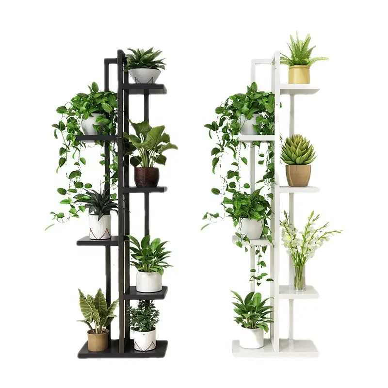 木製植物スタンド多層フラワースタンドホルダー家の装飾とバルコニーのための鉄の棚ラックプランターディスプレイ