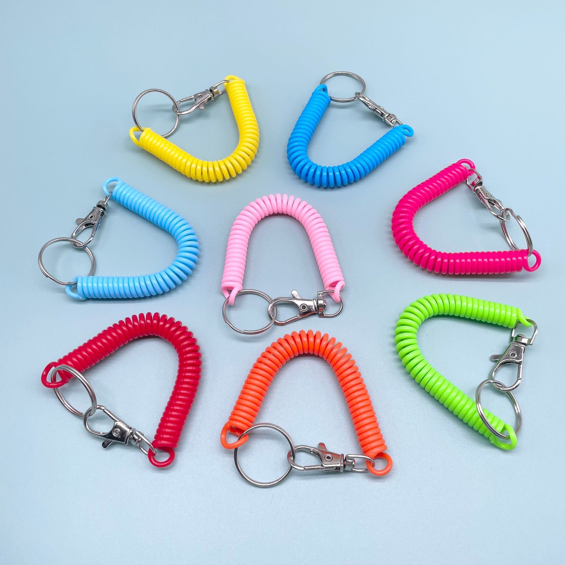 Ndzefan 8pcs Elastic Spiral Key Ring Set - Retractable Keychain In 8 Colors With Clip - View #4