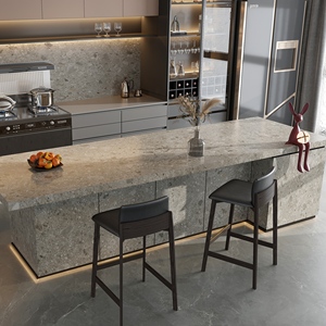 Dalles en pierre frittée grand format 12 mm, aspect terrazzo, pour comptoirs de cuisine intérieurs, dalles en porcelaine frittée - Product Image 2