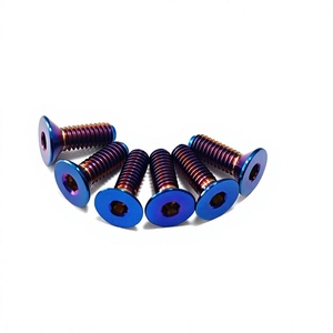 Tornillos hexagonales avellanados de titanio GR5 con rosca fina, acabado azul, para tapa del depósito de freno de moto de cross - Product Image 4