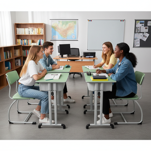 Conjunto de Escritorio y Silla Ergonómico Resistente y Personalizable OEM, Duradero para Apartamentos de Estudiantes y Áreas de Aprendizaje Escolar - Product Image 6