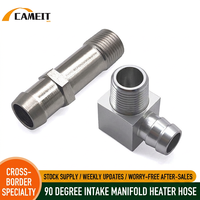 Pendingin Otomatis Universal 90 °   Kit Sambungan Selang Air, Konektor Lurus 3/4" Barb dengan Ulir 1/2NPT & Sambungan Lengkung Aluminium 5/8" Barb