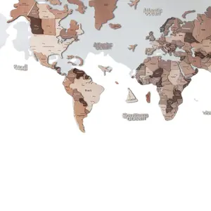 Mapa del mundo personalizado para disfrutar de la pared de mundos coloridos, mapa de madera del mundo, mapa de madera para viajes, arte de pared