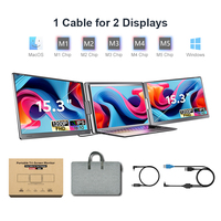 1 Câble, écran portable double 15,3 pouces, moniteur LCD IPS 1200P, compatible Macbook M1/M2/M3/M4/M5/NeO et Windows, vente en gros B2B