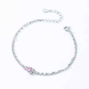 Pulsera de Doble Capa de Plata de Ley S925 con Circonita Rosa Flor de Cerezo - Regalo de Aniversario para Mujer - Product Image 6