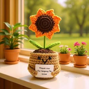 Ornement d'encouragement en coton fait main au crochet, motif tournesol pour la Saint-Valentin, crocheté à la main, doux, motif abeille, DIY - Product Image 4